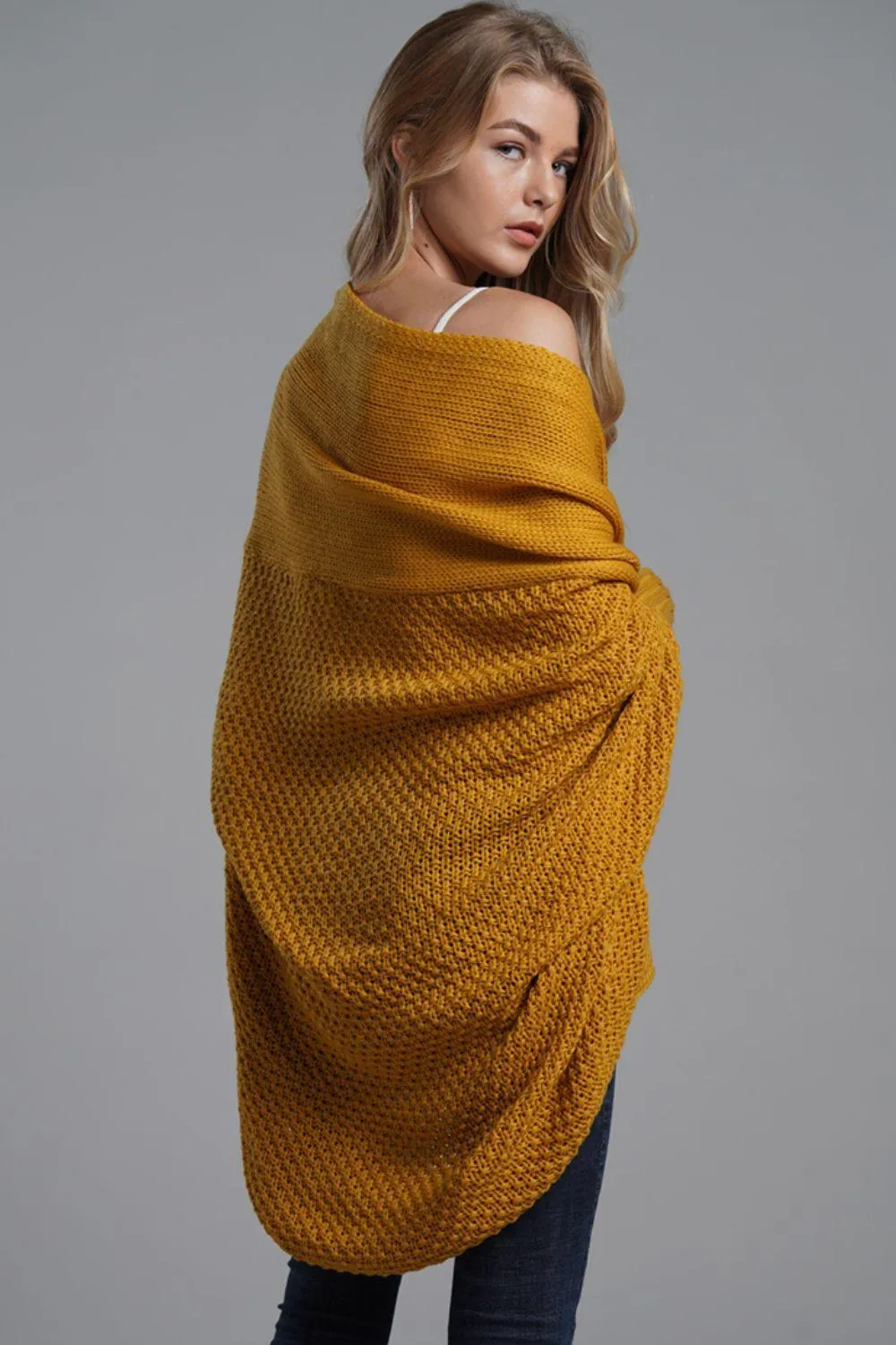 Adorable Dolman Sleeve Ribbed Trim Longline Cardigan