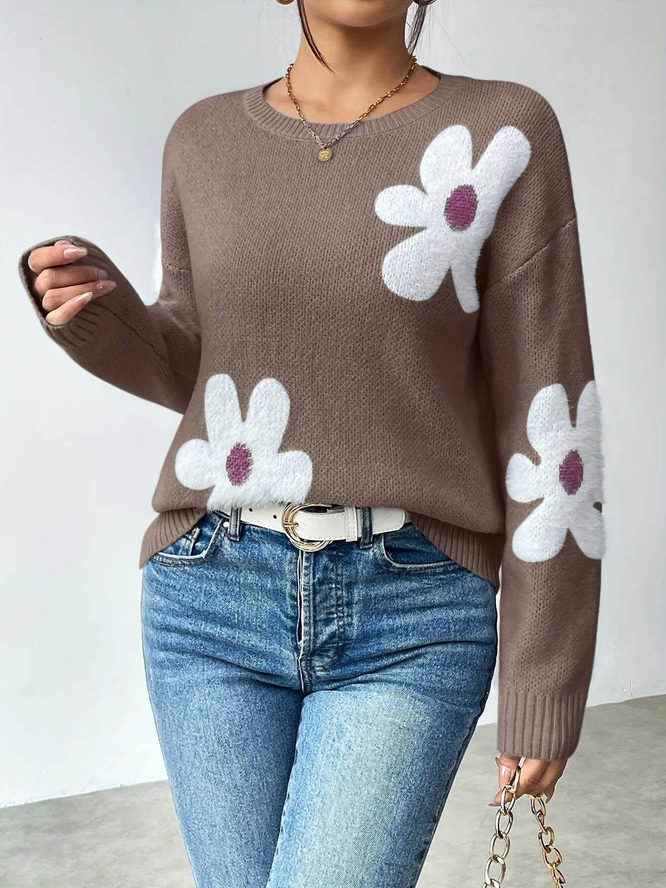 ANGELIE™ - COMFORTABLE FLORAL KNITTED SWEATER