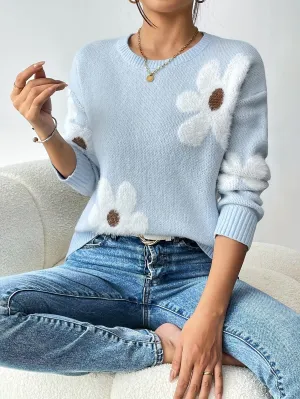 ANGELIE™ - COMFORTABLE FLORAL KNITTED SWEATER