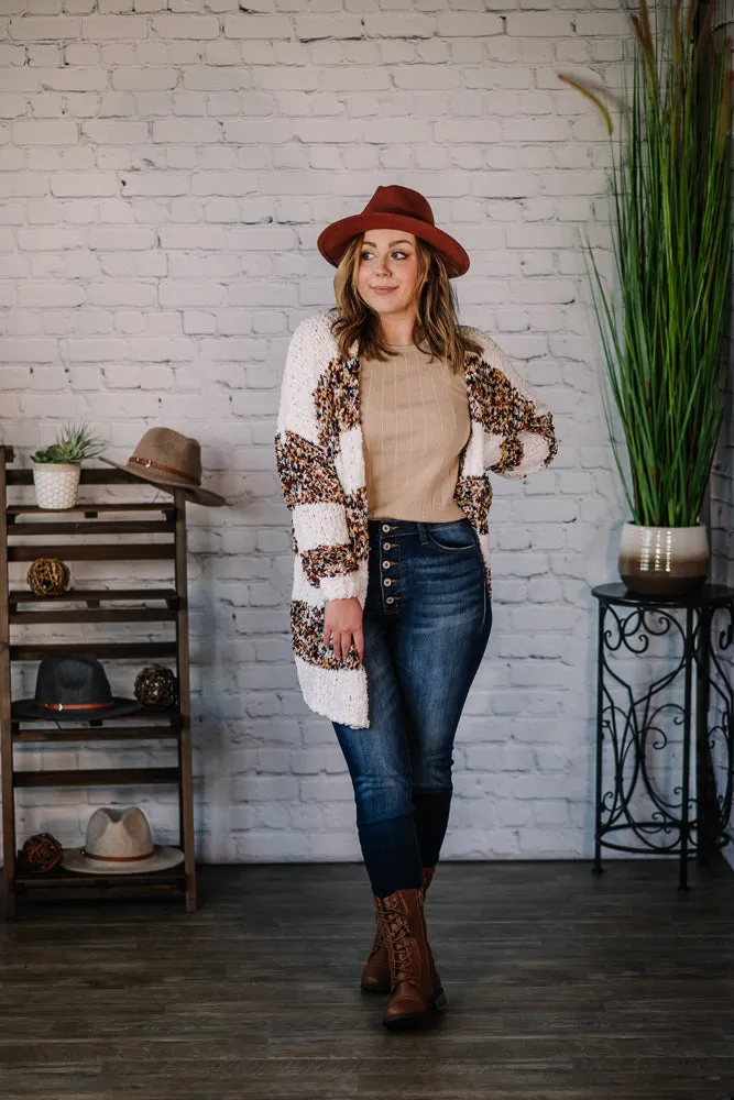 Be Happy Stripe Fuzzy Cardigan