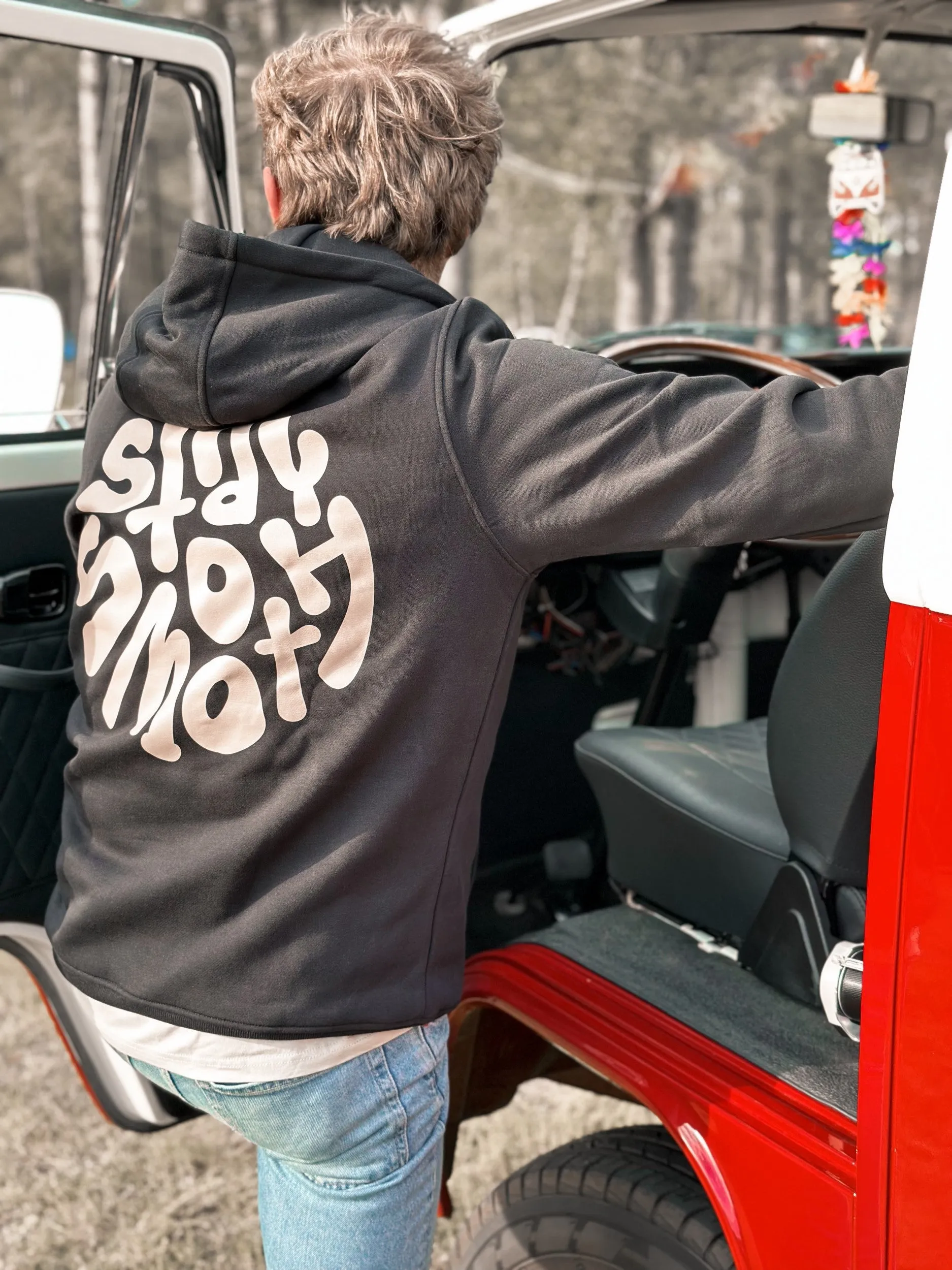 Black Hoodie / Stay Smooth Sand Front Back Men