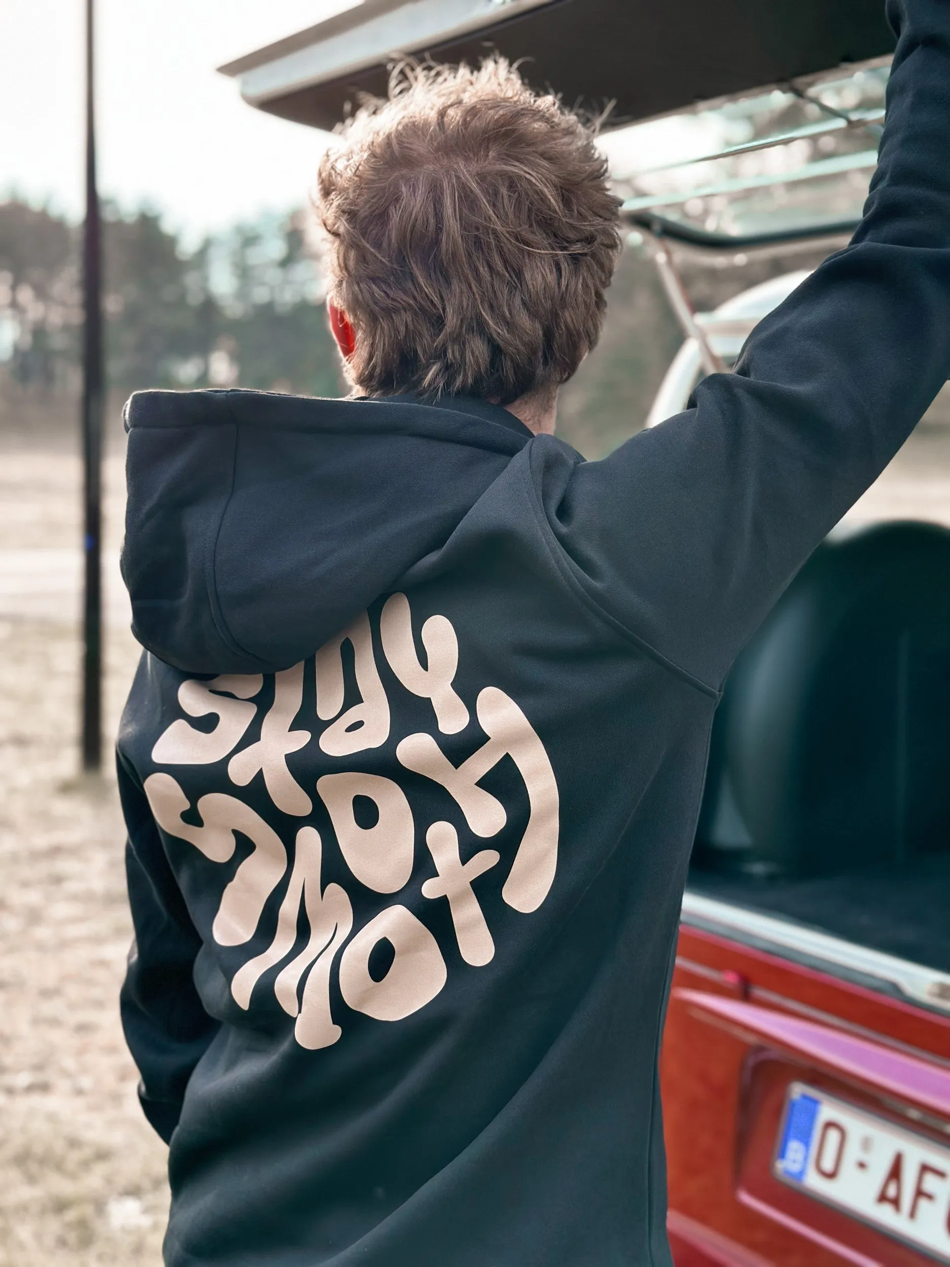 Black Hoodie / Stay Smooth Sand Front Back Men