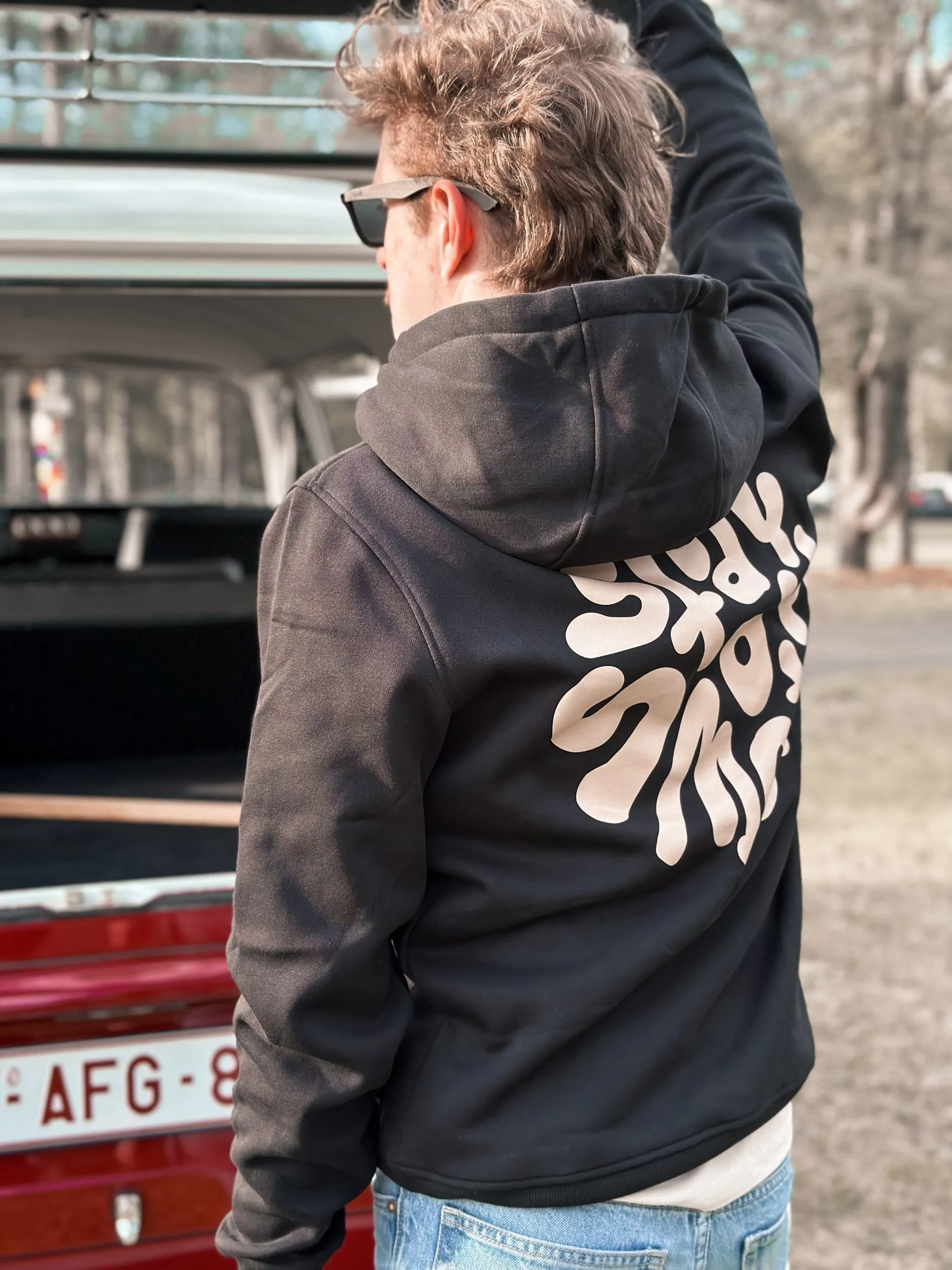 Black Hoodie / Stay Smooth Sand Front Back Men