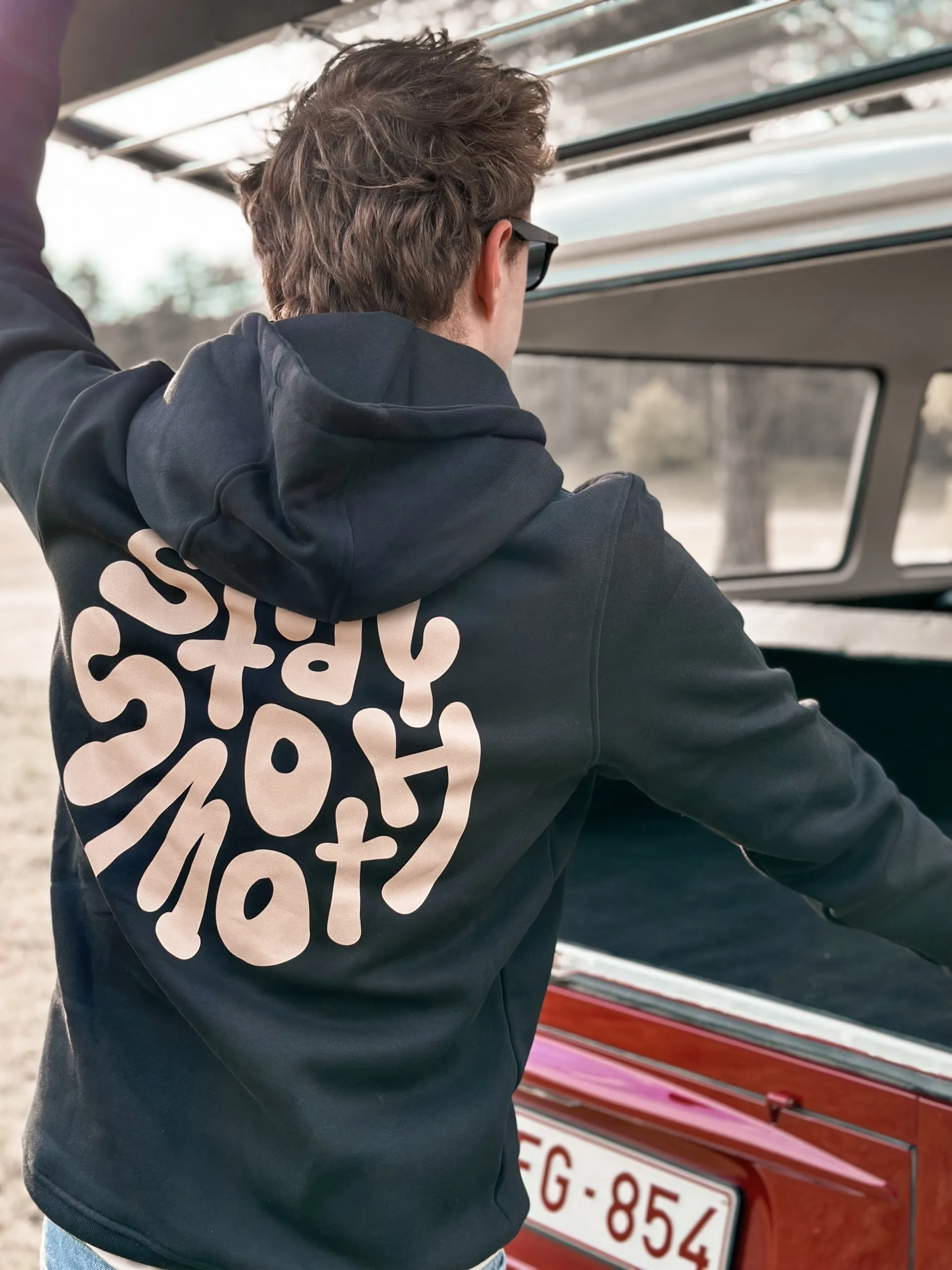 Black Hoodie / Stay Smooth Sand Front Back Men