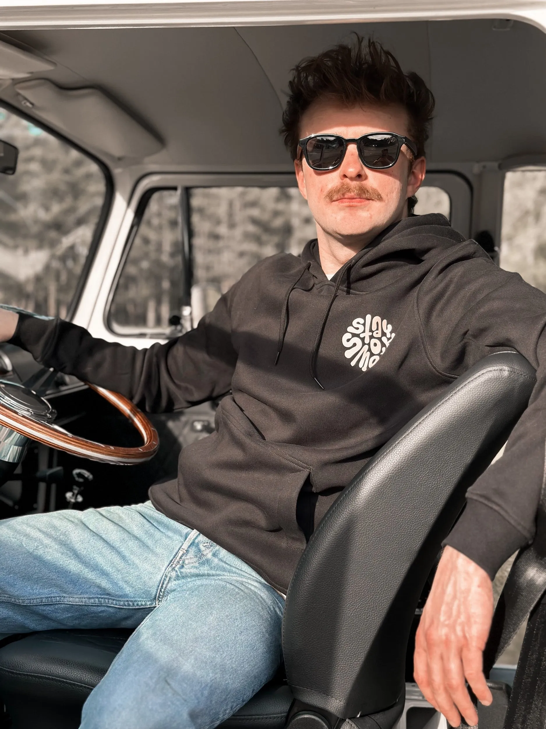 Black Hoodie / Stay Smooth Sand Front Back Men