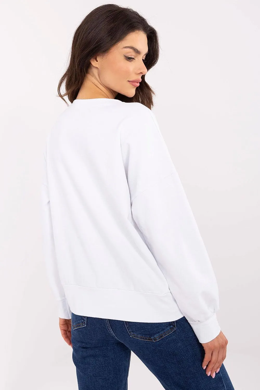 Chic Comfort Long-Sleeve Blouse – Soft Cotton Blend with Trendy Statement Detail