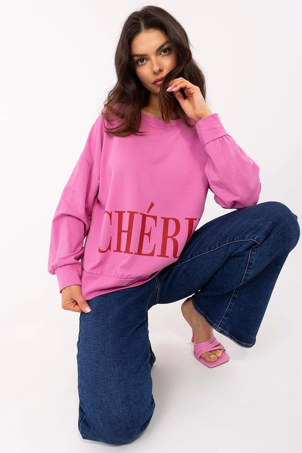 Chic Comfort Long-Sleeve Blouse – Soft Cotton Blend with Trendy Statement Detail