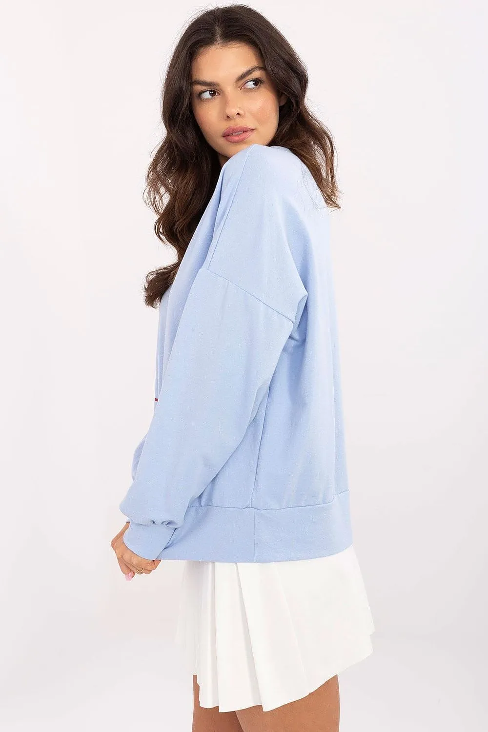 Chic Comfort Long-Sleeve Blouse – Soft Cotton Blend with Trendy Statement Detail