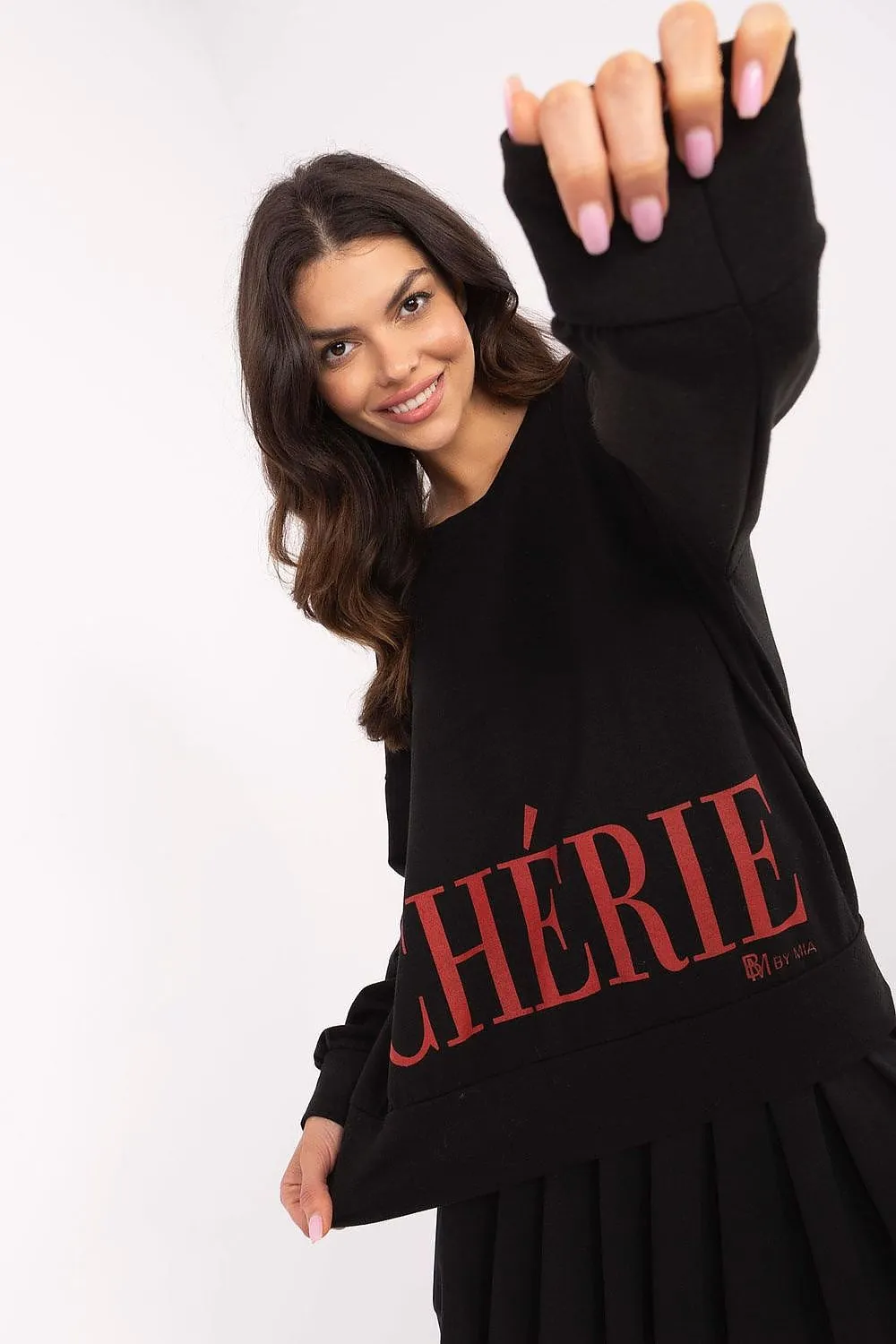 Chic Comfort Long-Sleeve Blouse – Soft Cotton Blend with Trendy Statement Detail