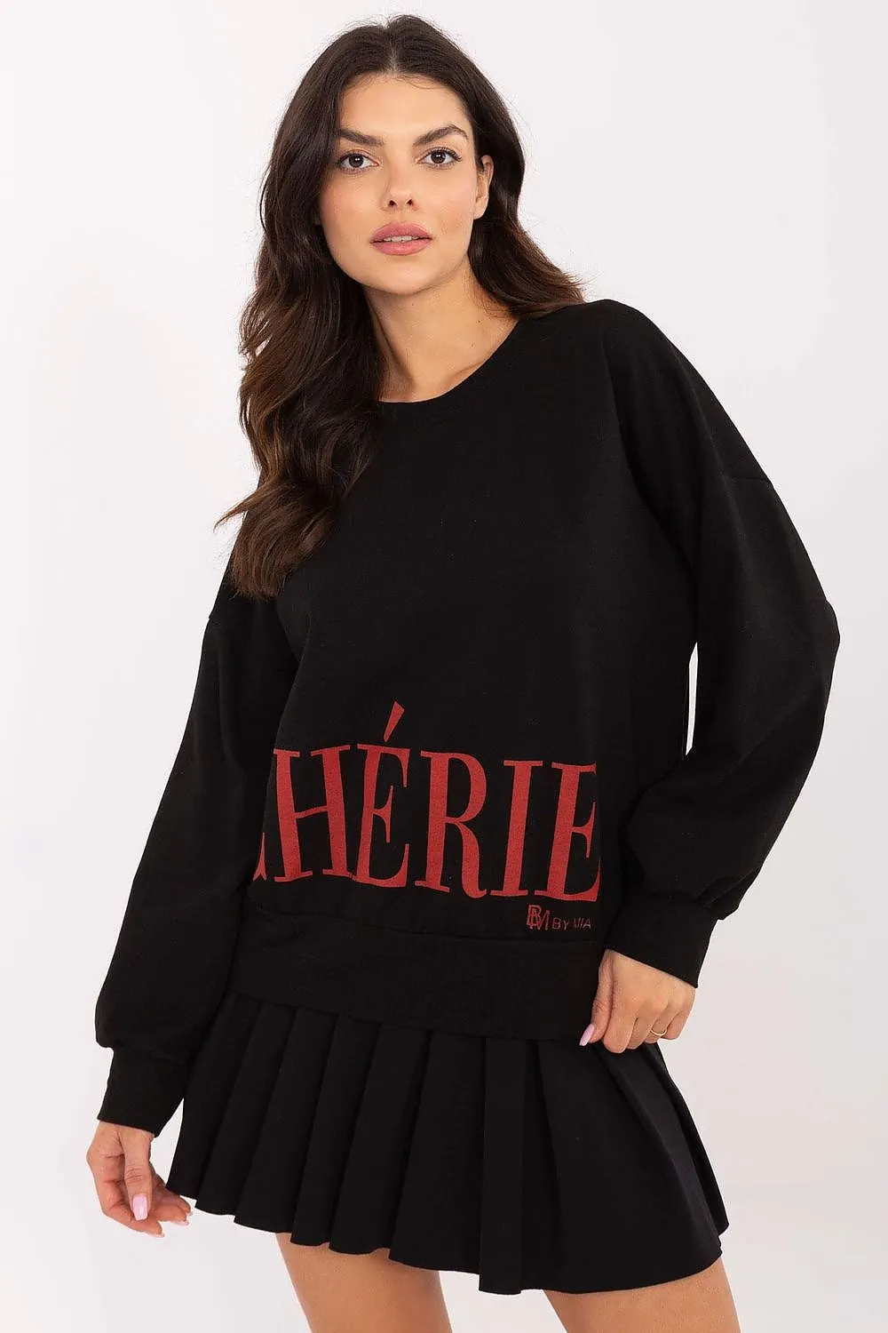 Chic Comfort Long-Sleeve Blouse – Soft Cotton Blend with Trendy Statement Detail