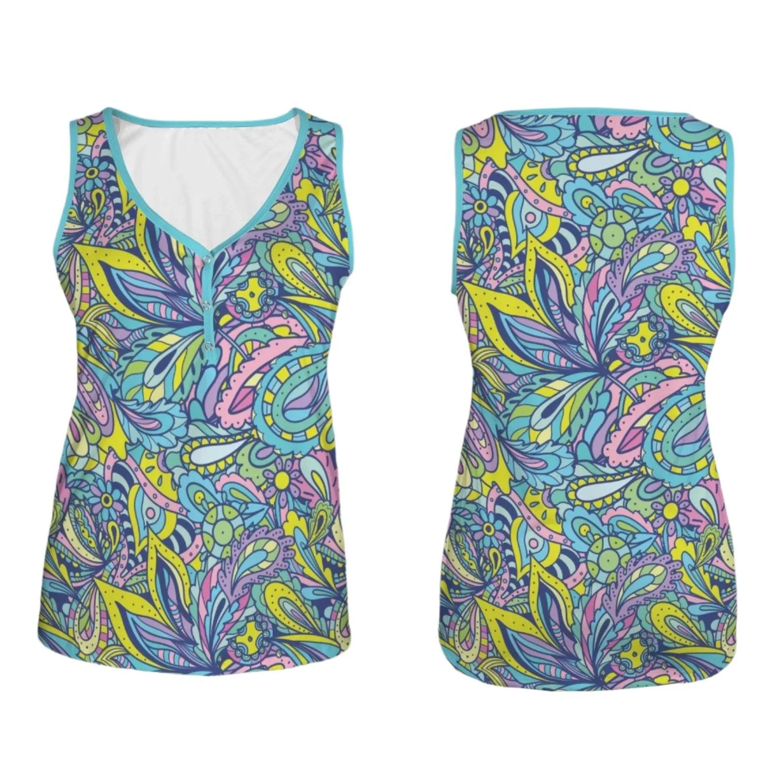 Circa Button V-neck Tank Top