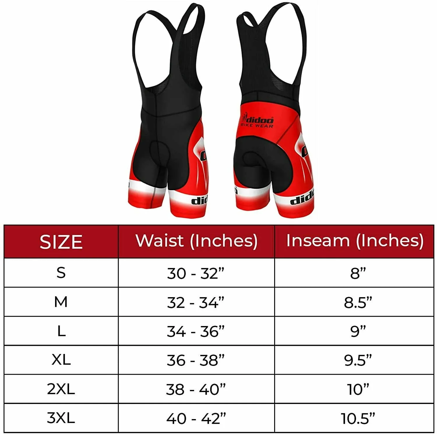 DiDOO Men's Classic Padded Cycling Bib Shorts