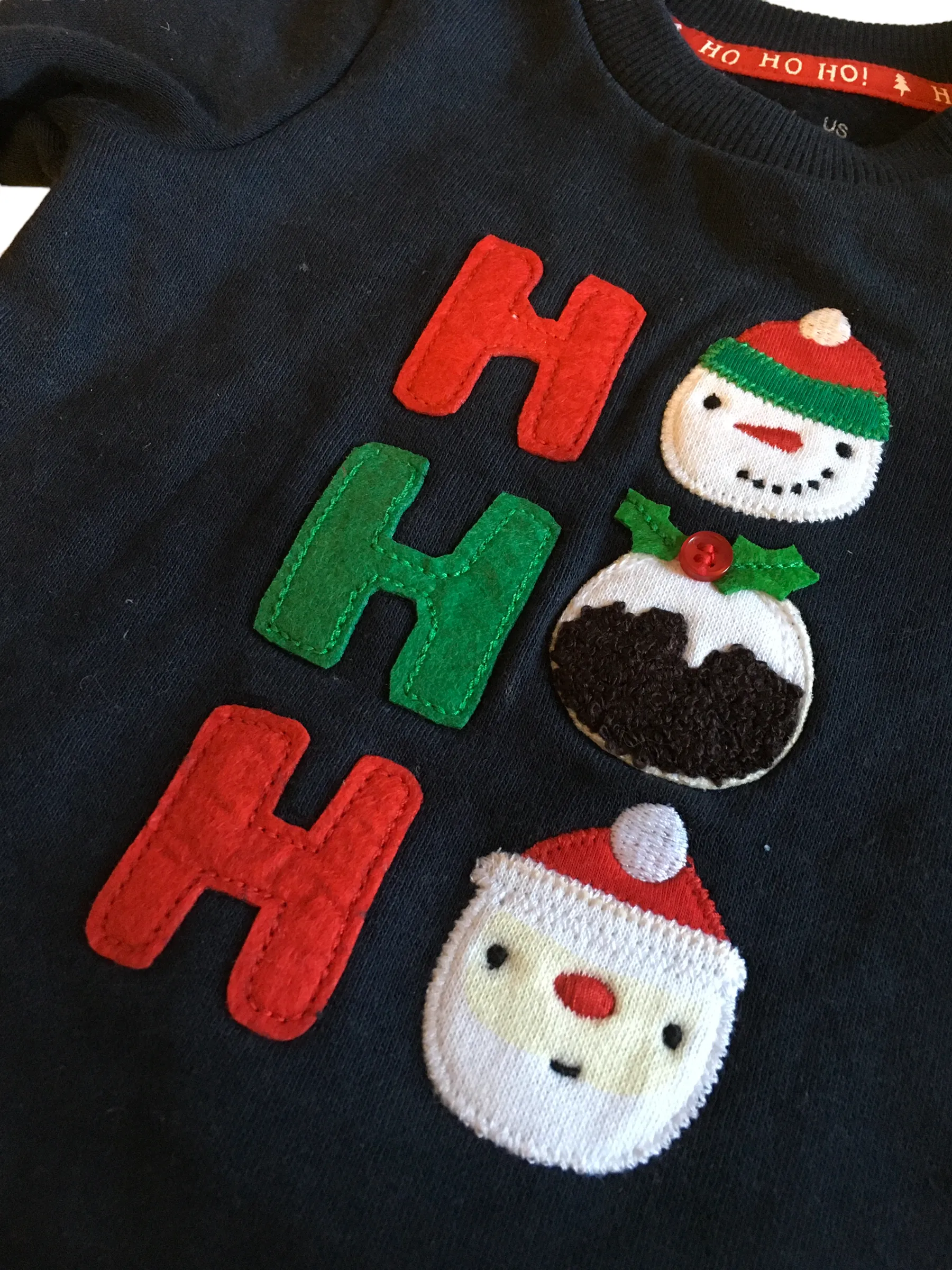 F&F Navy Ho Ho Ho Jersey Baby Christmas Jumper - Unisex 0-3m