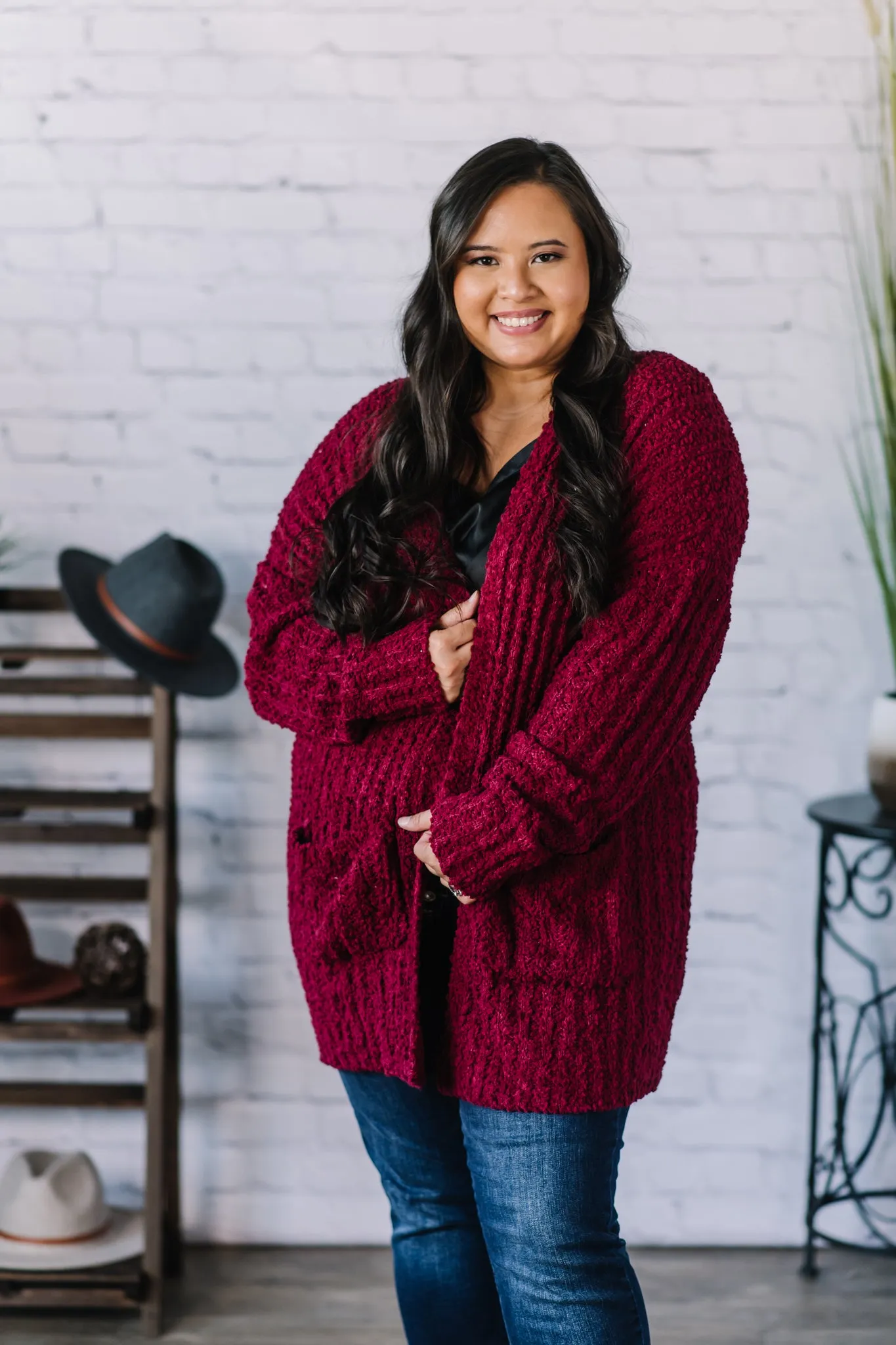 Felt Cute Heavy Popcorn Knit Cardigan