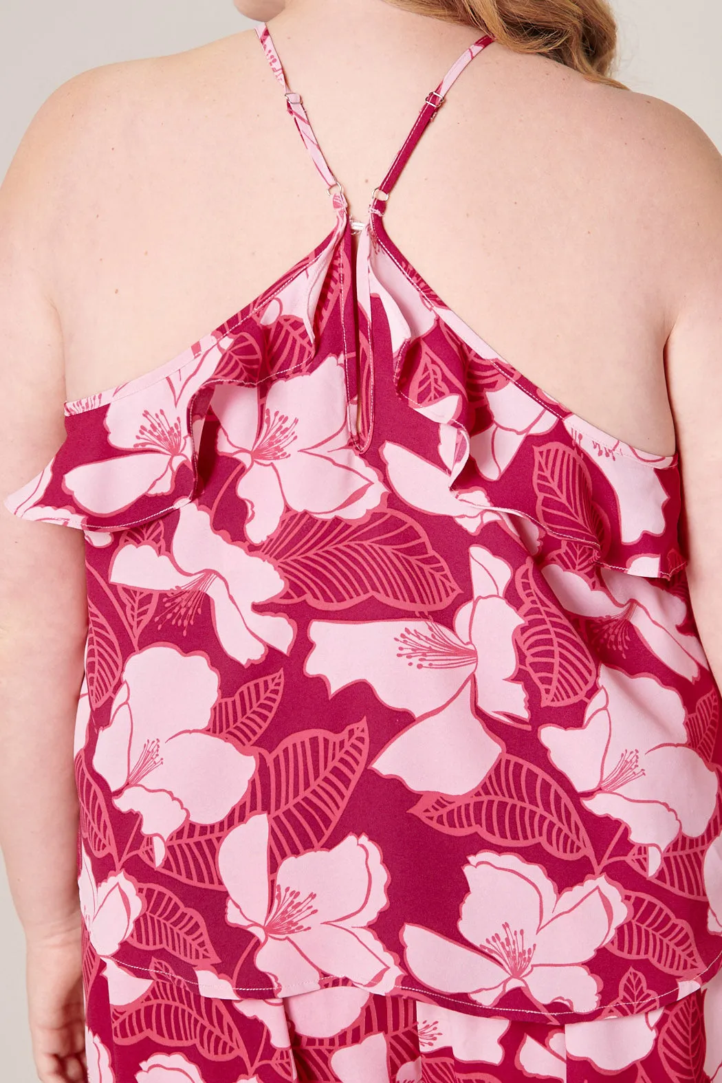 Ginger Berry Floral Halter Tank Top Curve