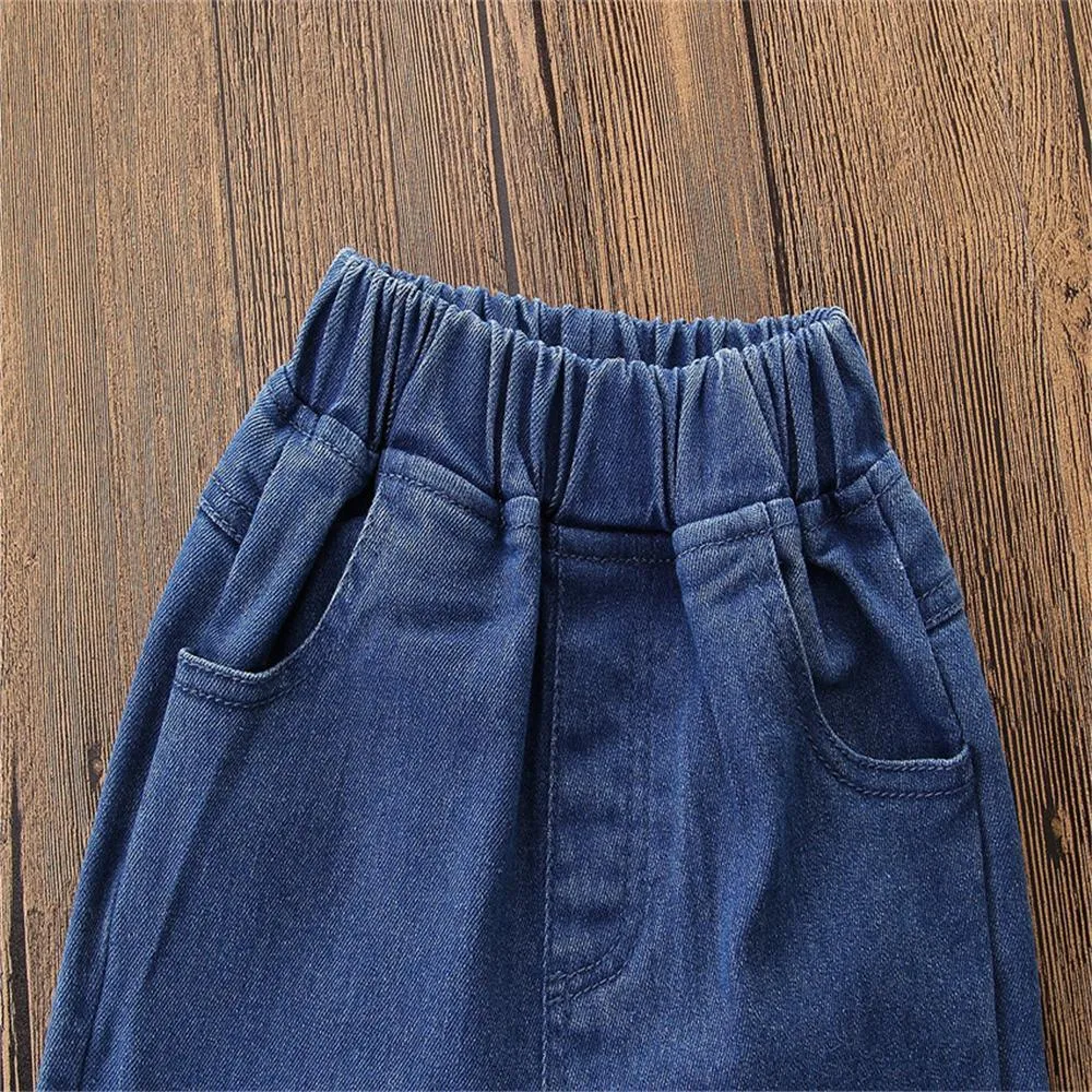 Girls Solid Stylish Ripped Jeans Toddler Girl Wholesale Clothing