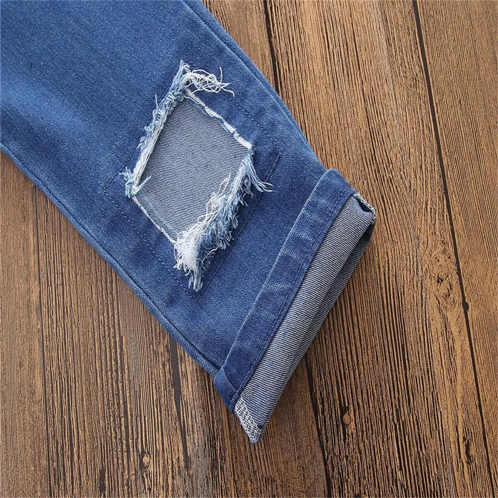 Girls Solid Stylish Ripped Jeans Toddler Girl Wholesale Clothing
