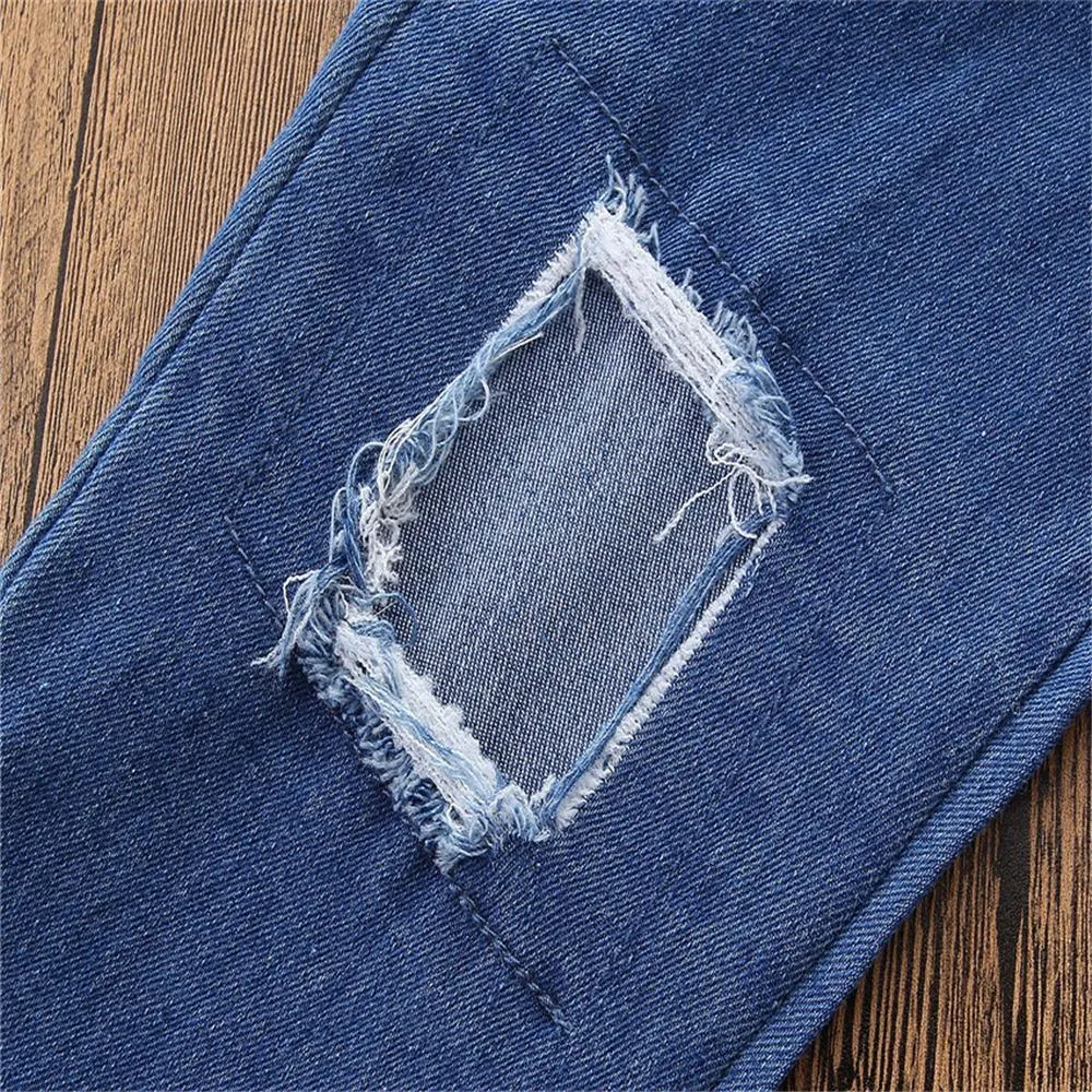 Girls Solid Stylish Ripped Jeans Toddler Girl Wholesale Clothing