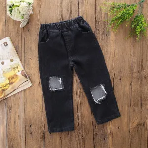 Girls Solid Stylish Ripped Jeans Toddler Girl Wholesale Clothing