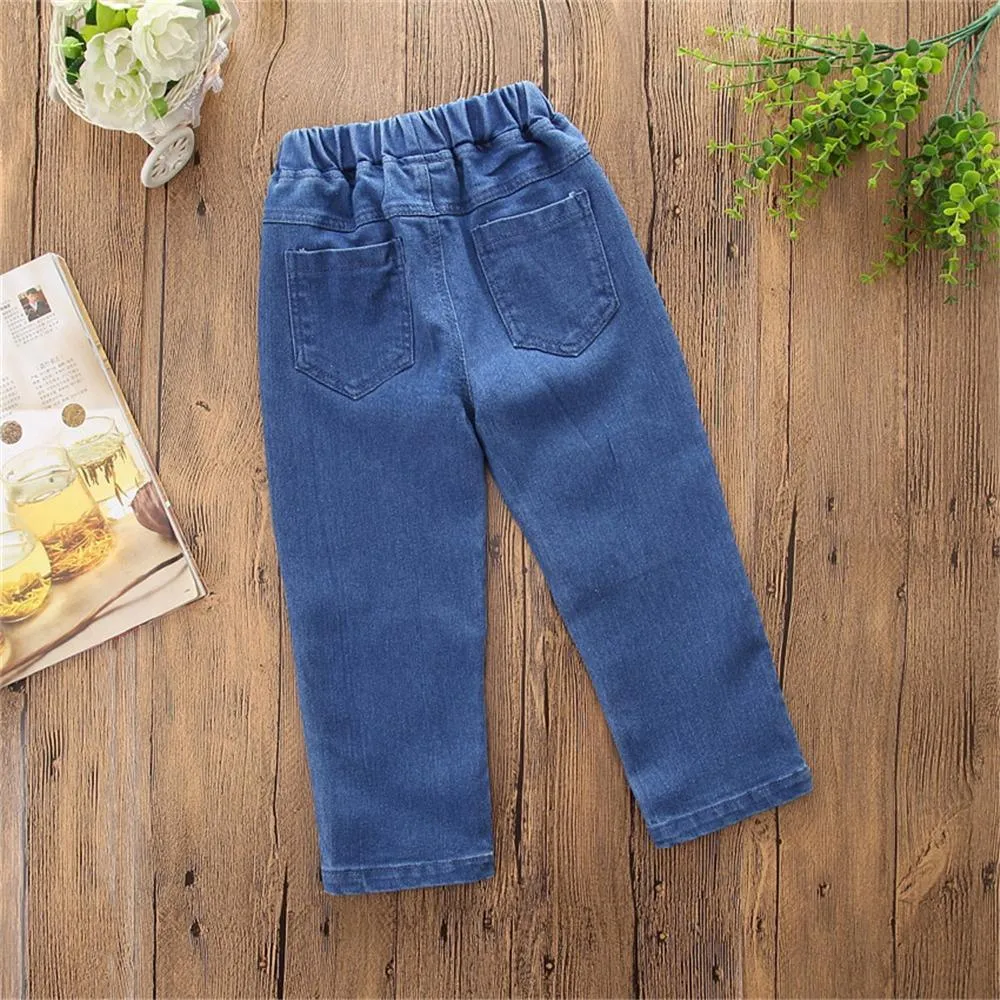 Girls Solid Stylish Ripped Jeans Toddler Girl Wholesale Clothing