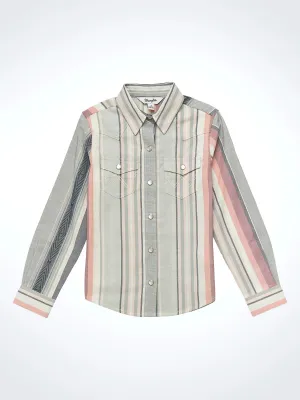 Girl's Wrangler Multi Stripe Long Sleeve Snap Shirt