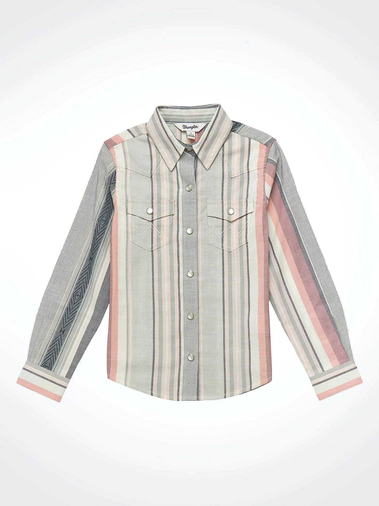 Girl's Wrangler Multi Stripe Long Sleeve Snap Shirt