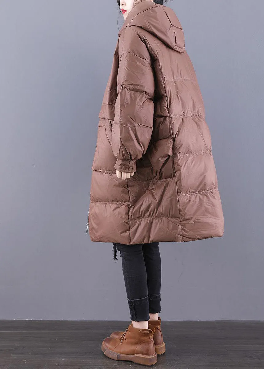 Italian Chocolate Original Design Hooded Oversized Duck Down Puffers Jackets Winter