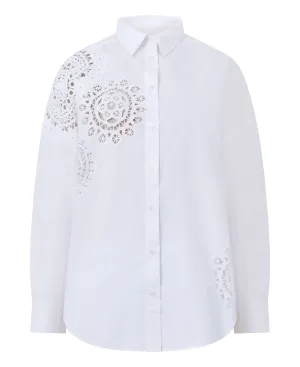 Lina Crochet Shirt - Linen White