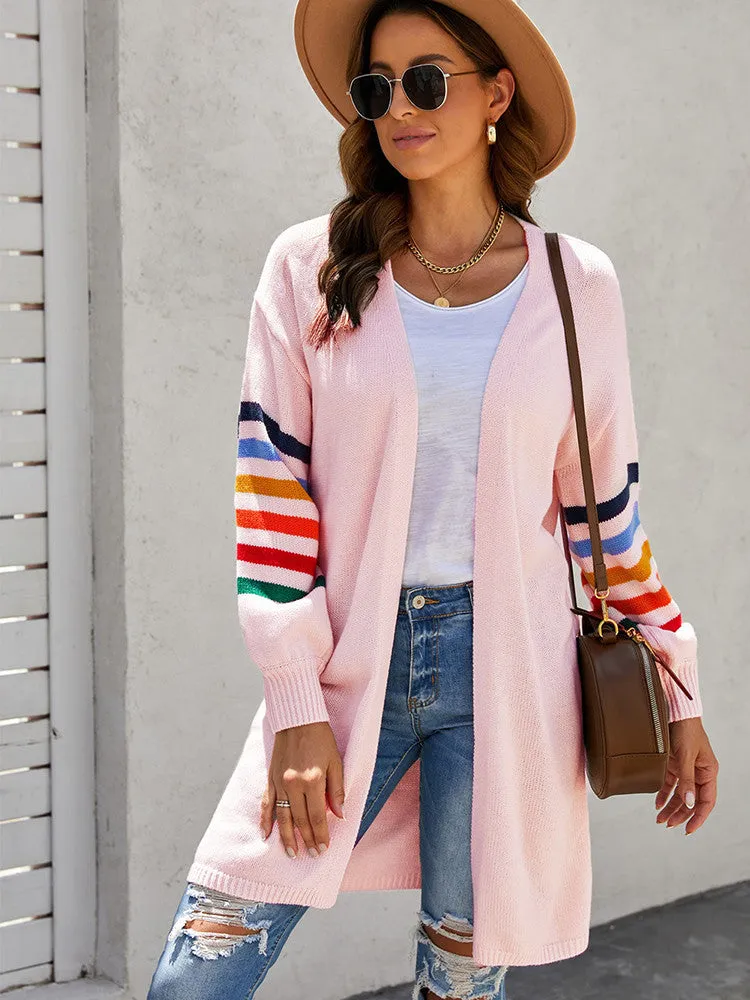 Long Balloon Rainbow Sleeve Cardigan - Pink