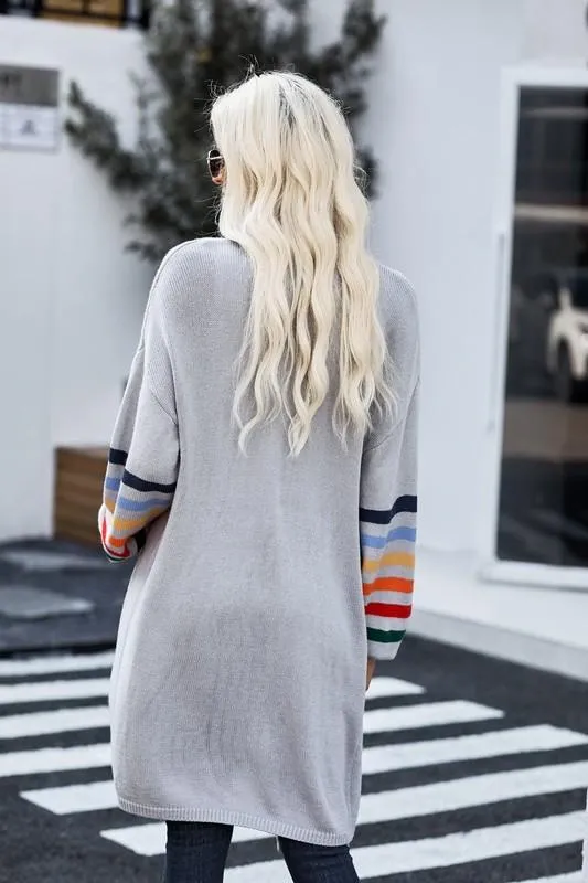 Long Balloon Rainbow Sleeve Cardigan - Pink