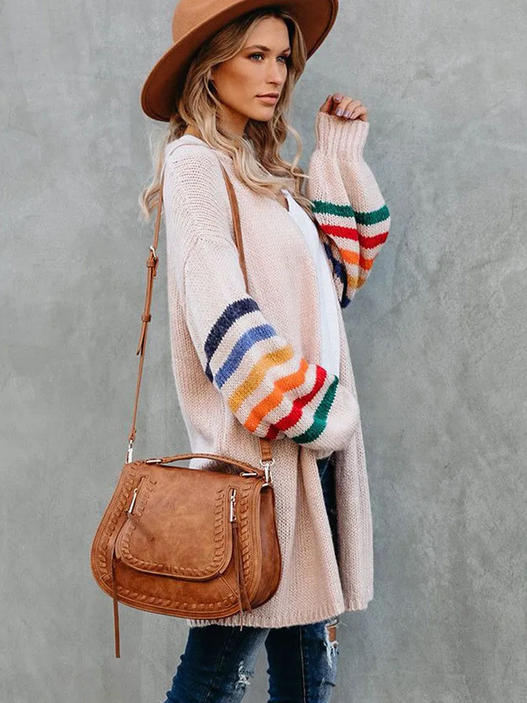 Long Balloon Rainbow Sleeve Cardigan - Pink
