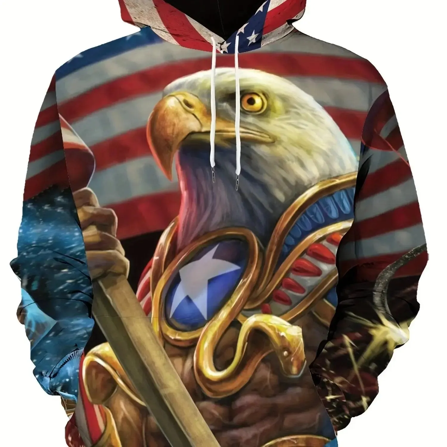 Men's Novelty Eagle Graphic Hoodie, Hooded Sweatshirt, Pullover Hip Hop Fashion Hoodie For Men
