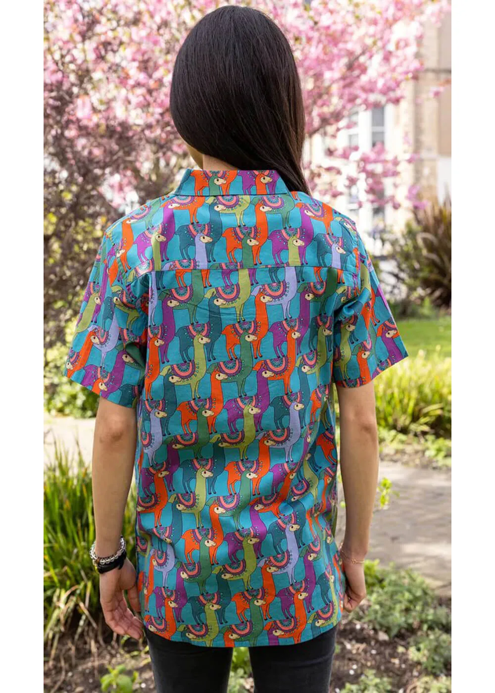 Run & Fly Mens Party Llama 70's Shirt Blue