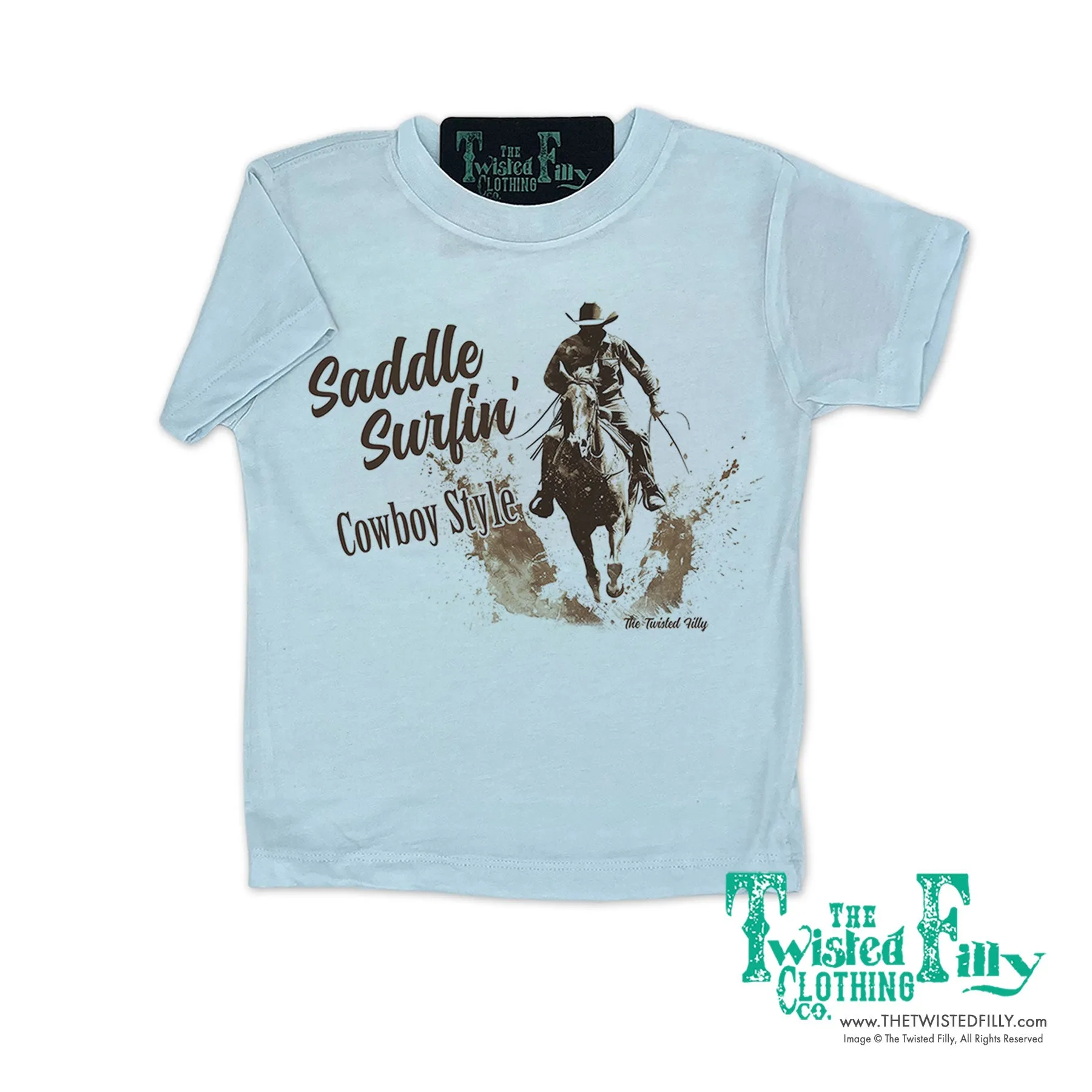 Saddle Surfin' Cowboy Style - S/S Boys Youth Tee - Assorted Colors