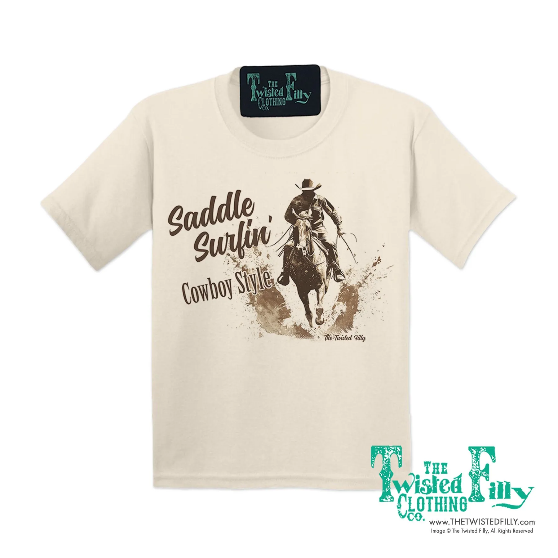 Saddle Surfin' Cowboy Style - S/S Boys Youth Tee - Assorted Colors