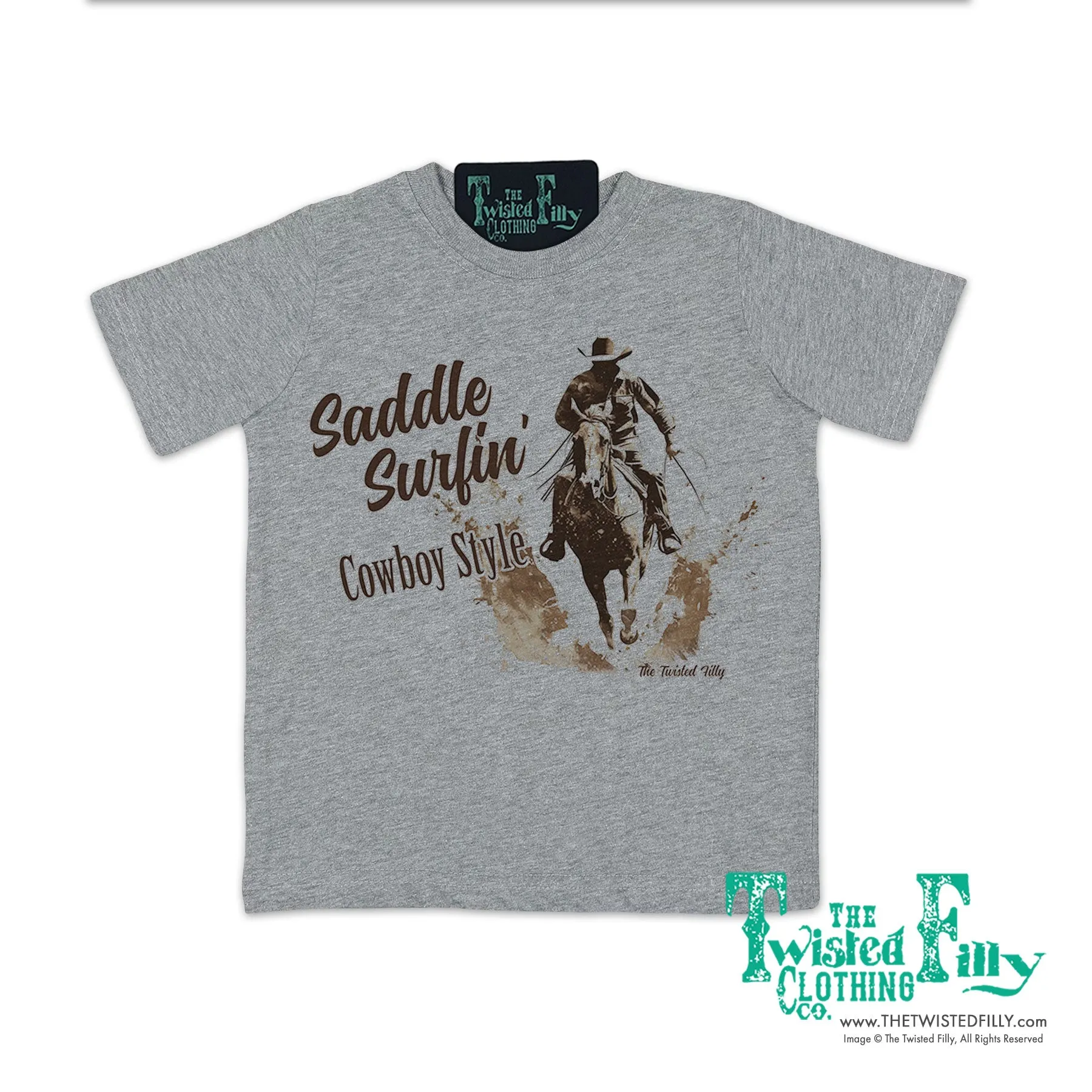Saddle Surfin' Cowboy Style - S/S Boys Youth Tee - Assorted Colors
