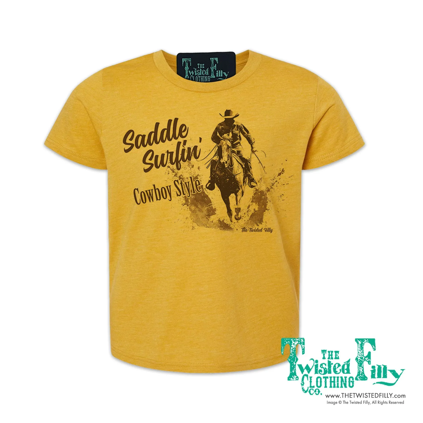 Saddle Surfin' Cowboy Style - S/S Boys Youth Tee - Assorted Colors