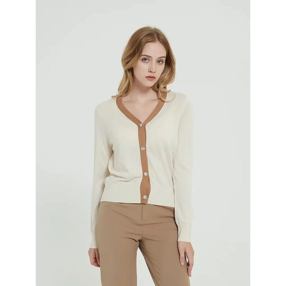 Silk & Wool Blend Women's V-Neck Cardigan