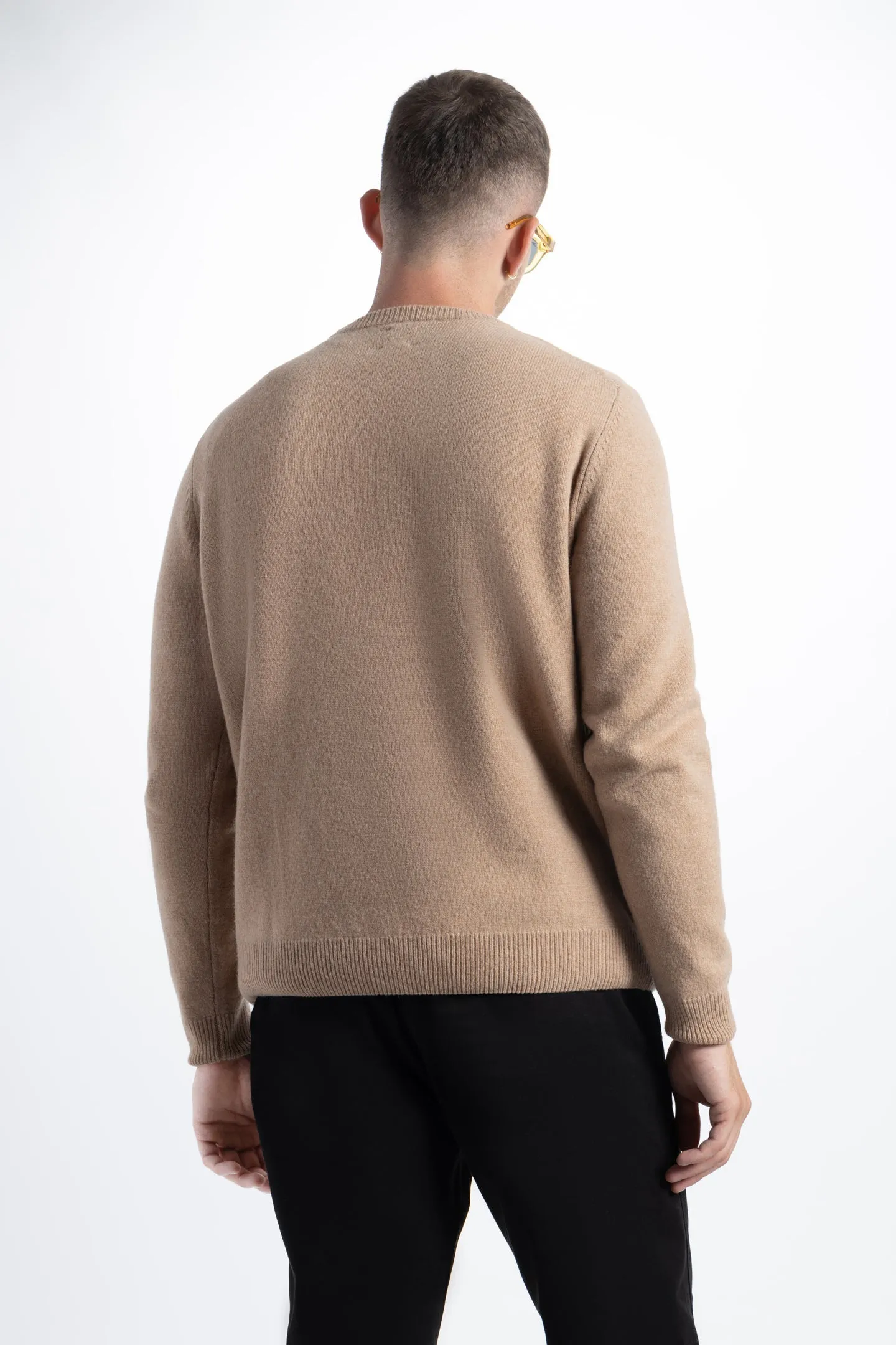 Soft Cloth Crewneck Sweater in Merino Jersey - Dark Vicuna