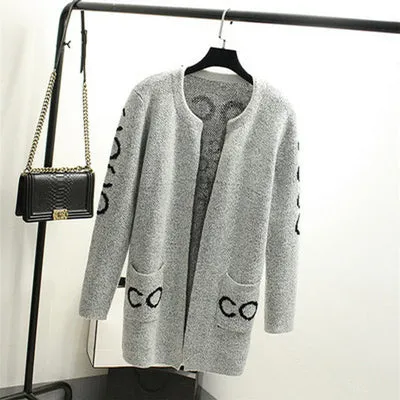 Star Printed Knitted Warm Long Cardigan