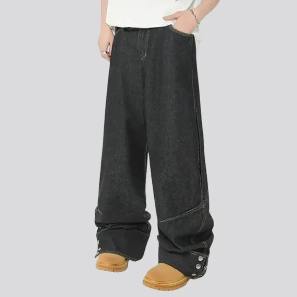 Stylish baggy fit monochrome men's jeans