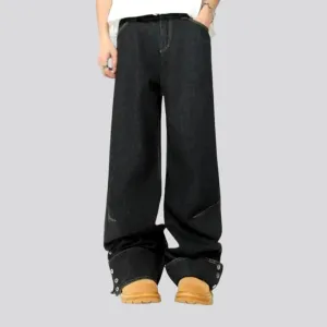 Stylish baggy fit monochrome men's jeans
