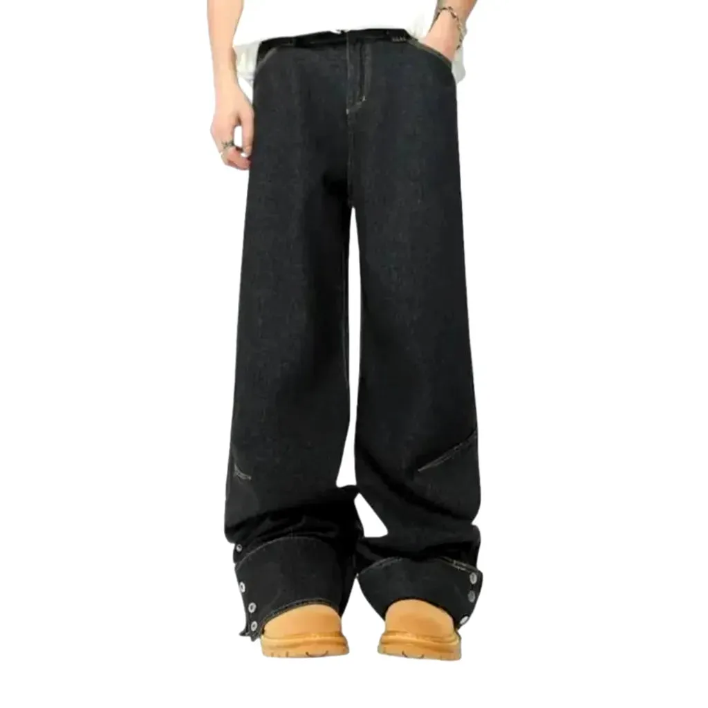 Stylish baggy fit monochrome men's jeans