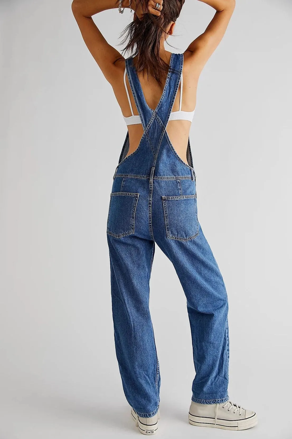 vintage washed Denim overalls | Dark Blue
