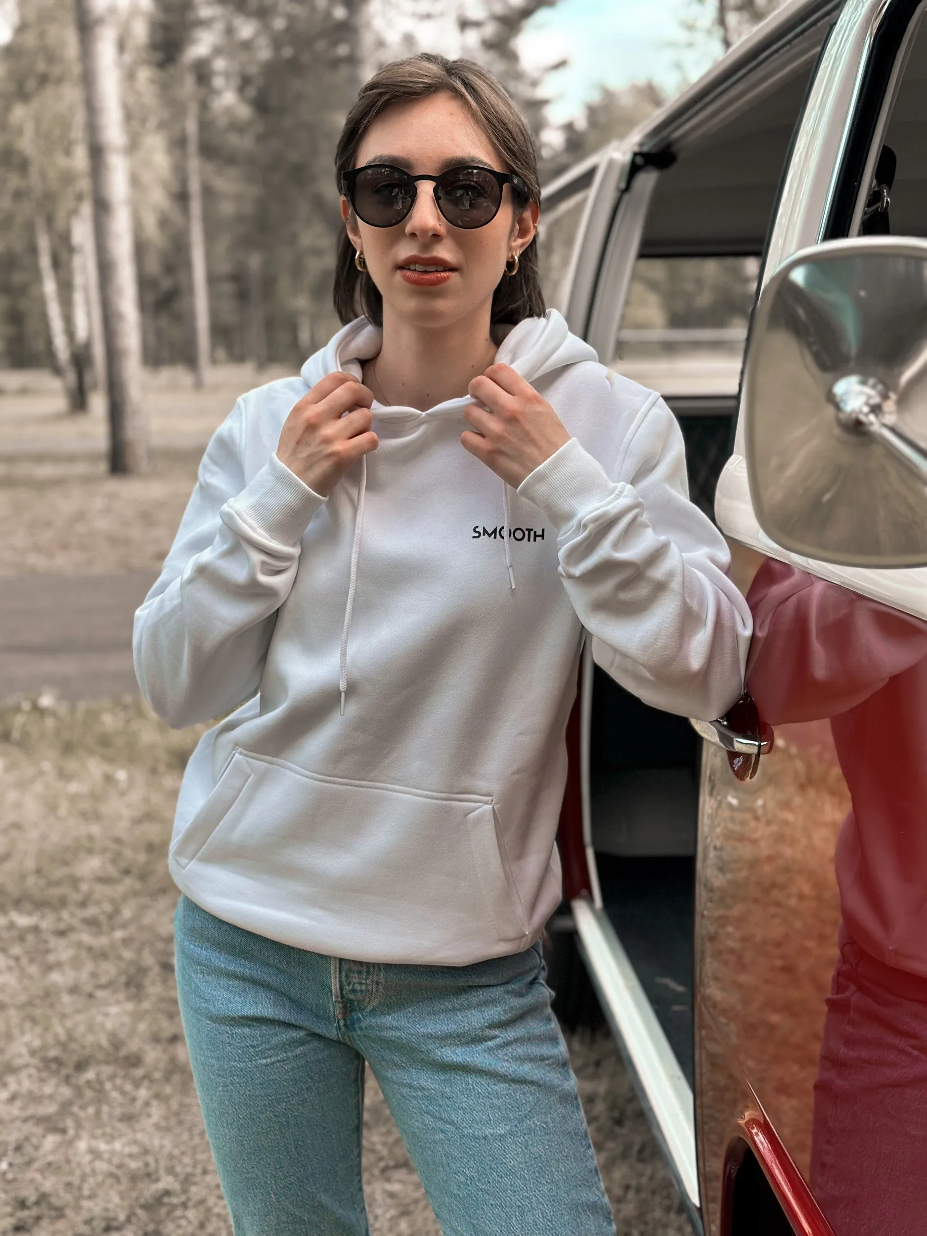 White Hoodie / Art Front Back Women