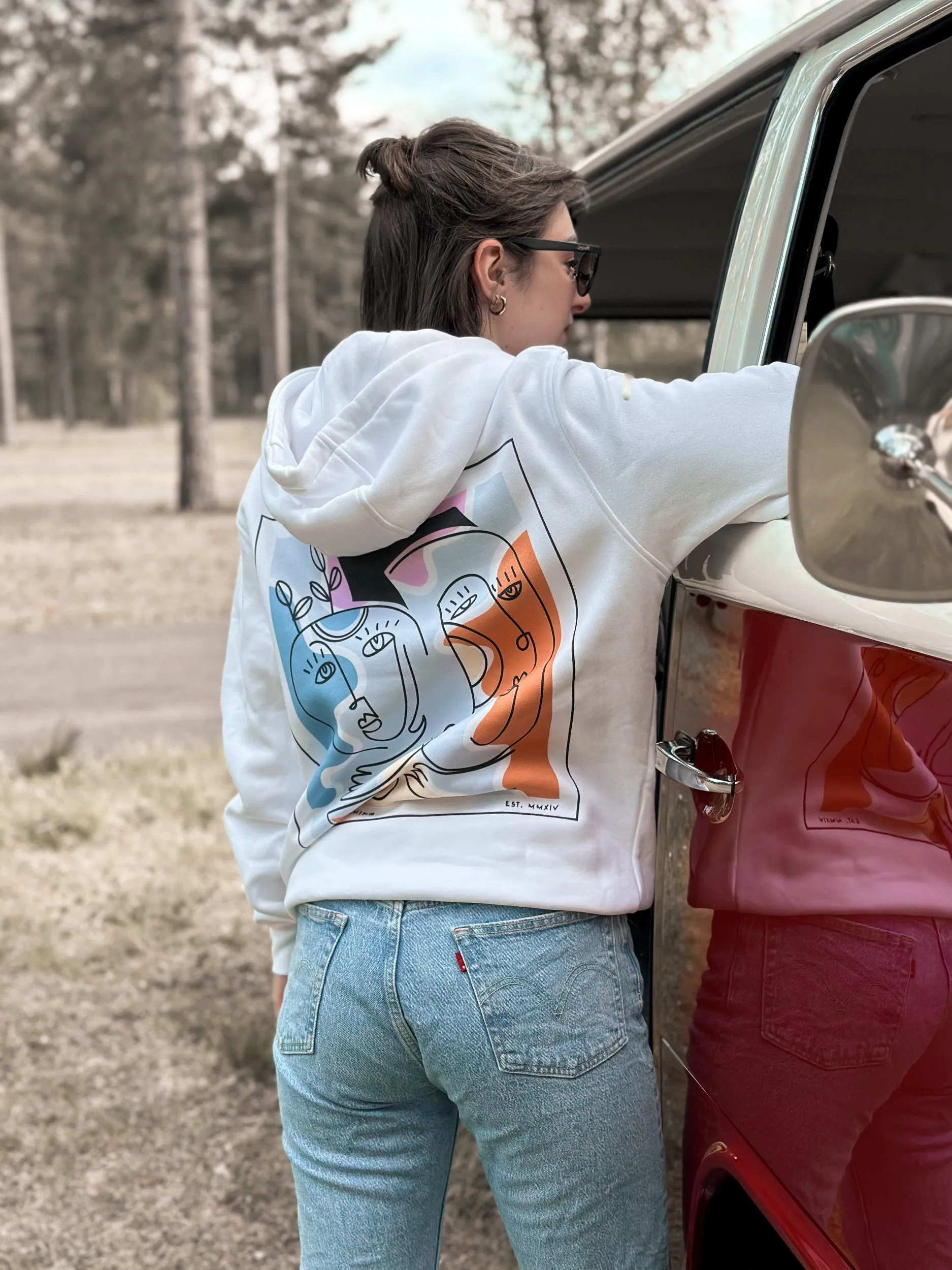 White Hoodie / Art Front Back Women