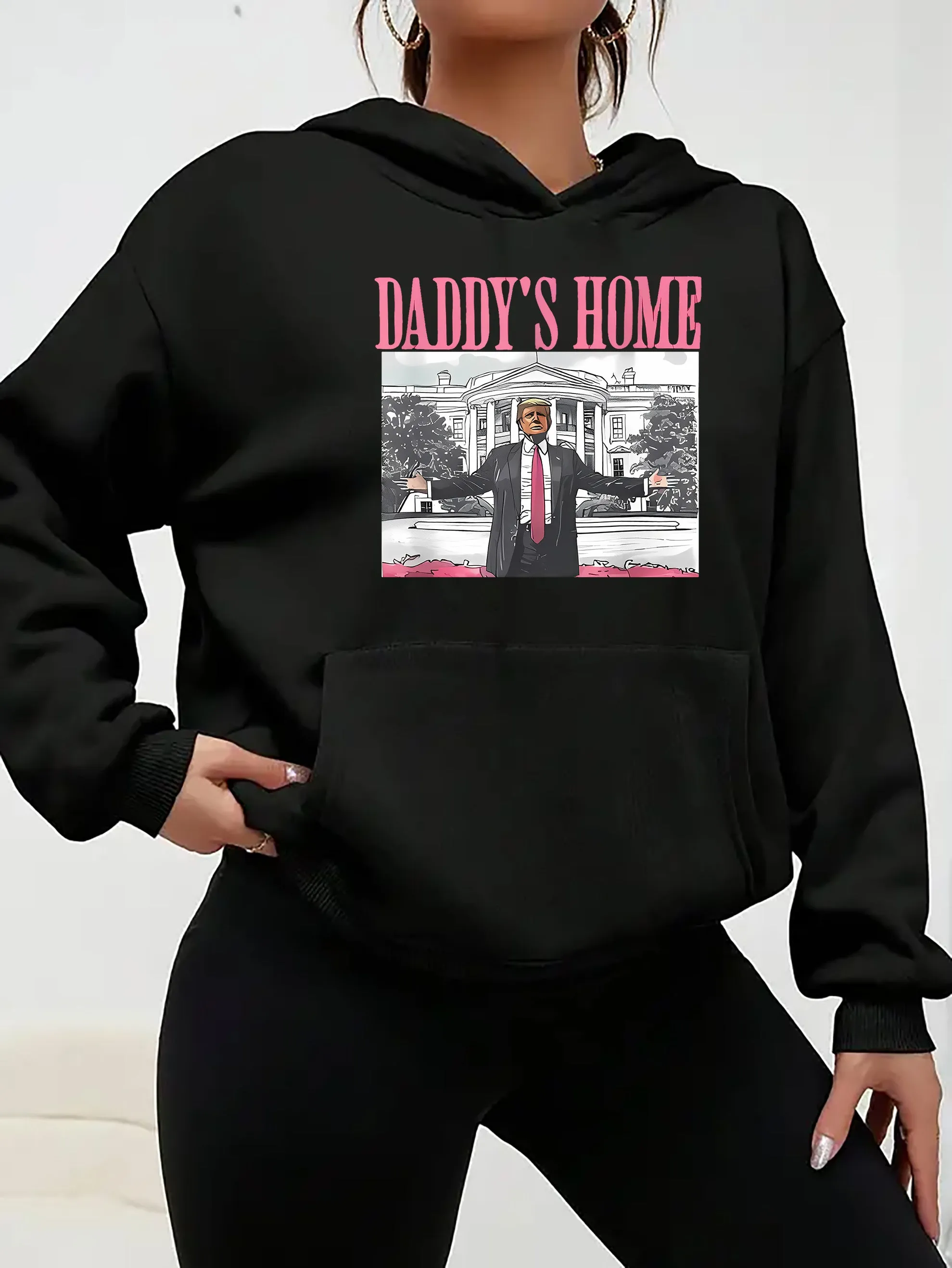 Womens Trendy Graphic Hoodie with Stylish Letter Print