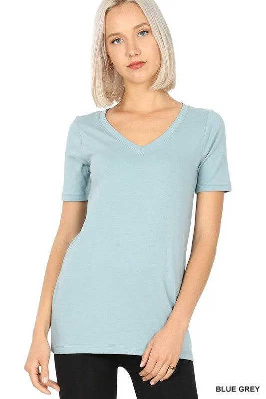 Zenana Casual Cotton V-Neck Short Sleeve T-Shirts